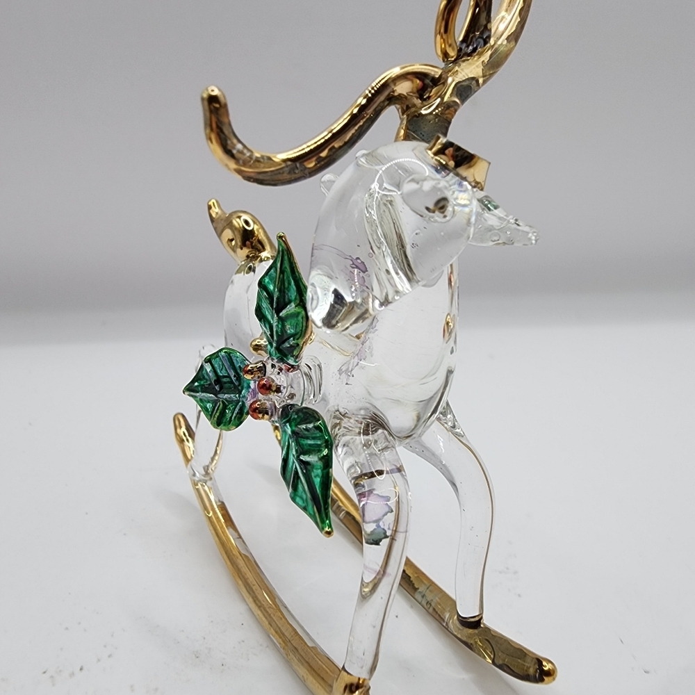 Vintage Rocking Horse 3" Hand Blown Glass Art Figurine Christmas - Picture 2 of 5